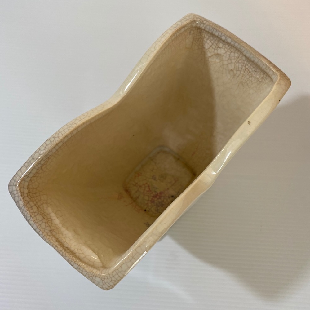 Vintage McCoy Vase Tulip Vase Vintage Pottery Antique Ivory Crackle Finish MCM - Picture 8 of 16